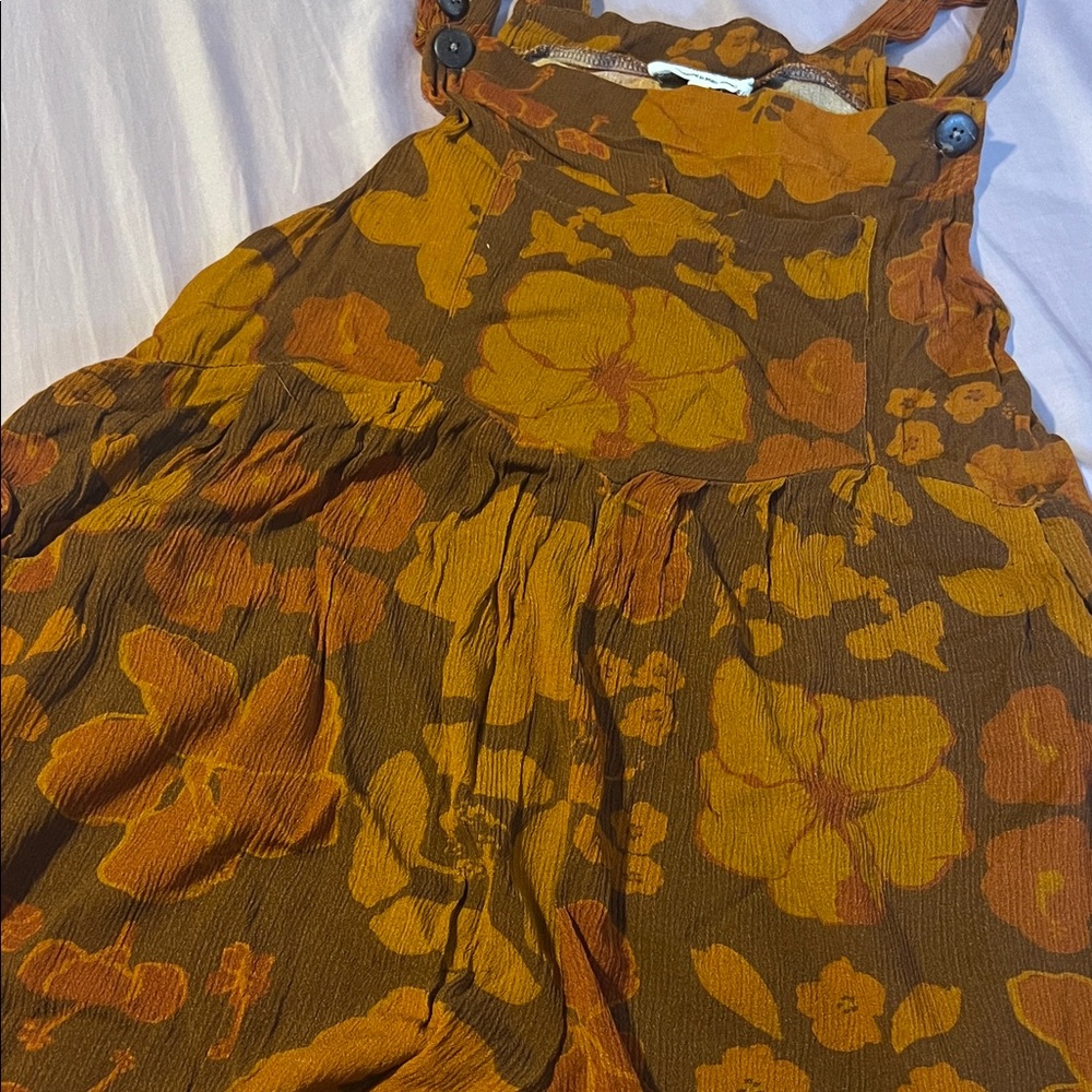 Floral Textured Brown & Mustard Jumpsuit